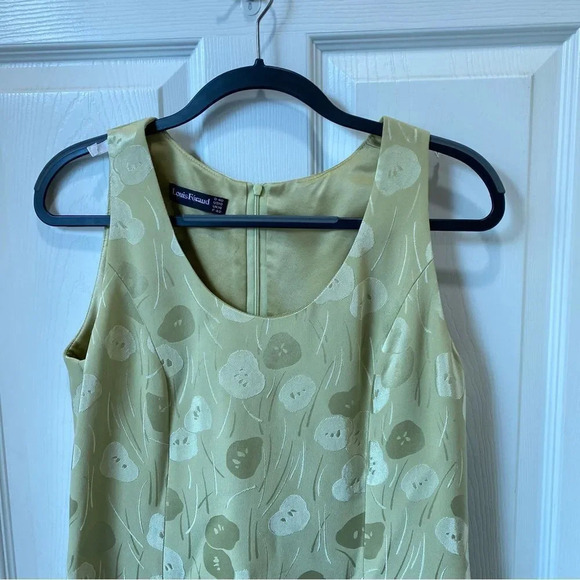 LOUIS FERAUD Green Silk Blend Dress Size US 10 Abstract Pattern Apples - Picture 3 of 6